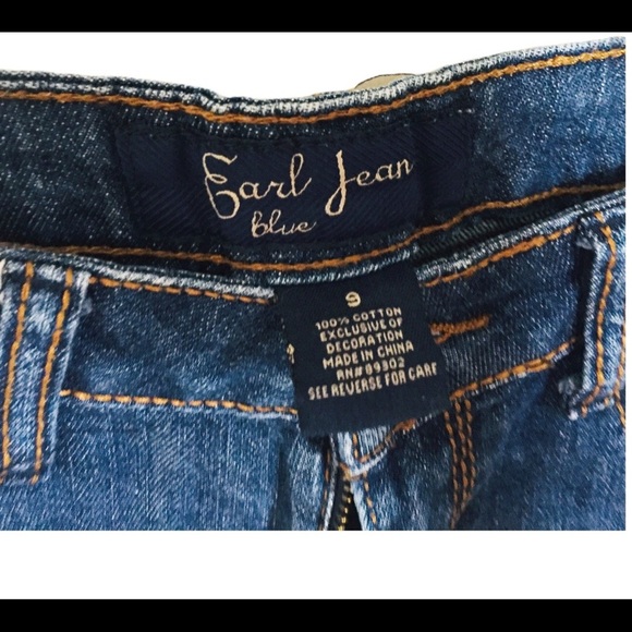 EARL JEAN Blue Distressed Jean Shorts With Pockets Denim Blue Size 9 - Picture 8 of 9